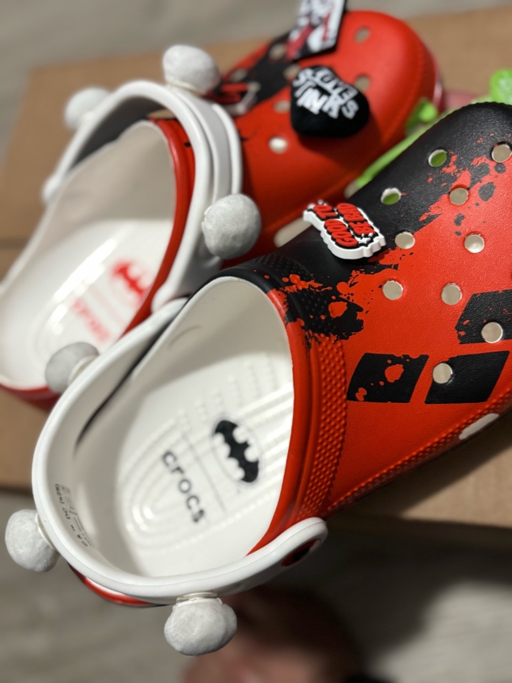 CROCS women ' Red and White Graphic Crocs,